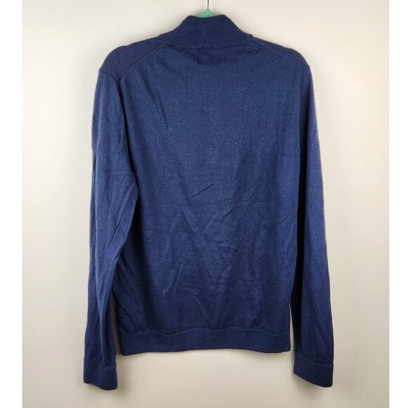 Nordstrom Washable Merino Wool Quarter Zip Lightweight Knit Sweater Navy Blue XL - Picture 2 of 9